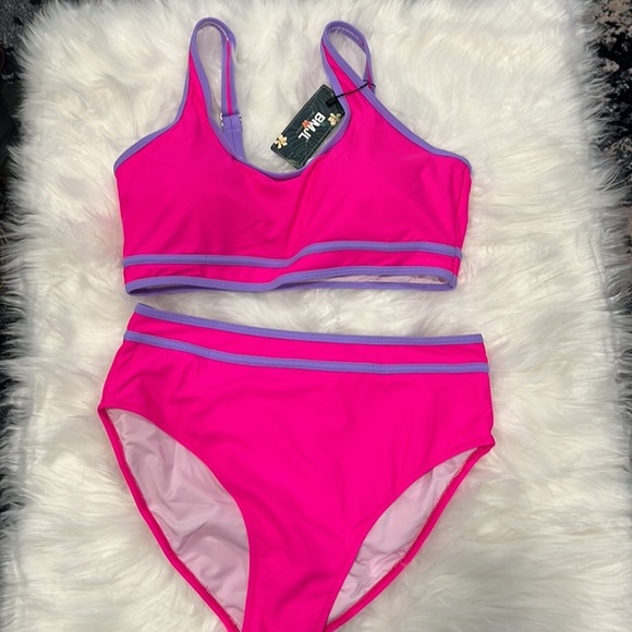 BMJL High Waisted Bikini Set - Blue Two Piece Cheeky High Cut - size L - NWT - Picture 7 of 8